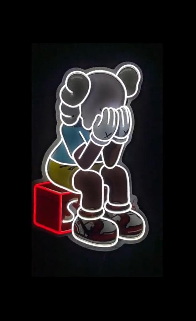 KAWS Companion style neon artwork — contemporary art auction highlight for Dion Abadi