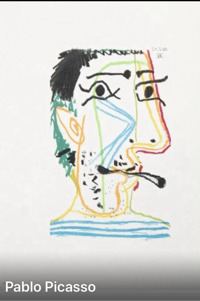 Colorful portrait drawing — fine art auction highlight for Dion Abadi